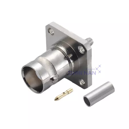BNC Straight Square Flange Jack Crimp for RG174, RG316, RG188, LMR100A Cable